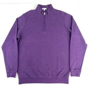 Peter Millar Crown Comfort Interlock Quarter Zip Sweater Purple LS Mens XL